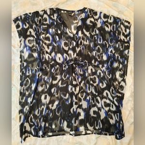 JESSICA Sheer Flowy Animal Print Bathing Suit Cover Up 100% Polyester